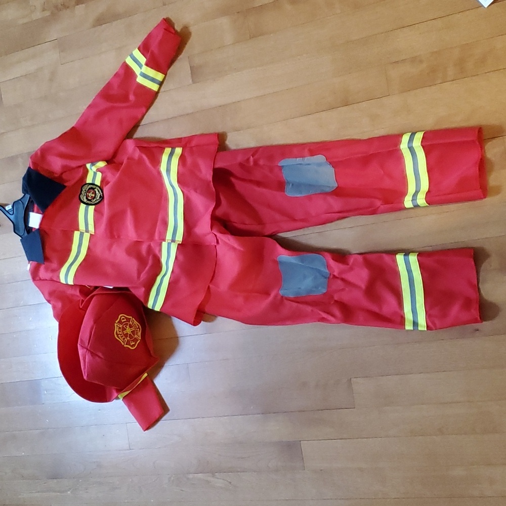 Kids Red Firefighter Costume with Reflective Trim